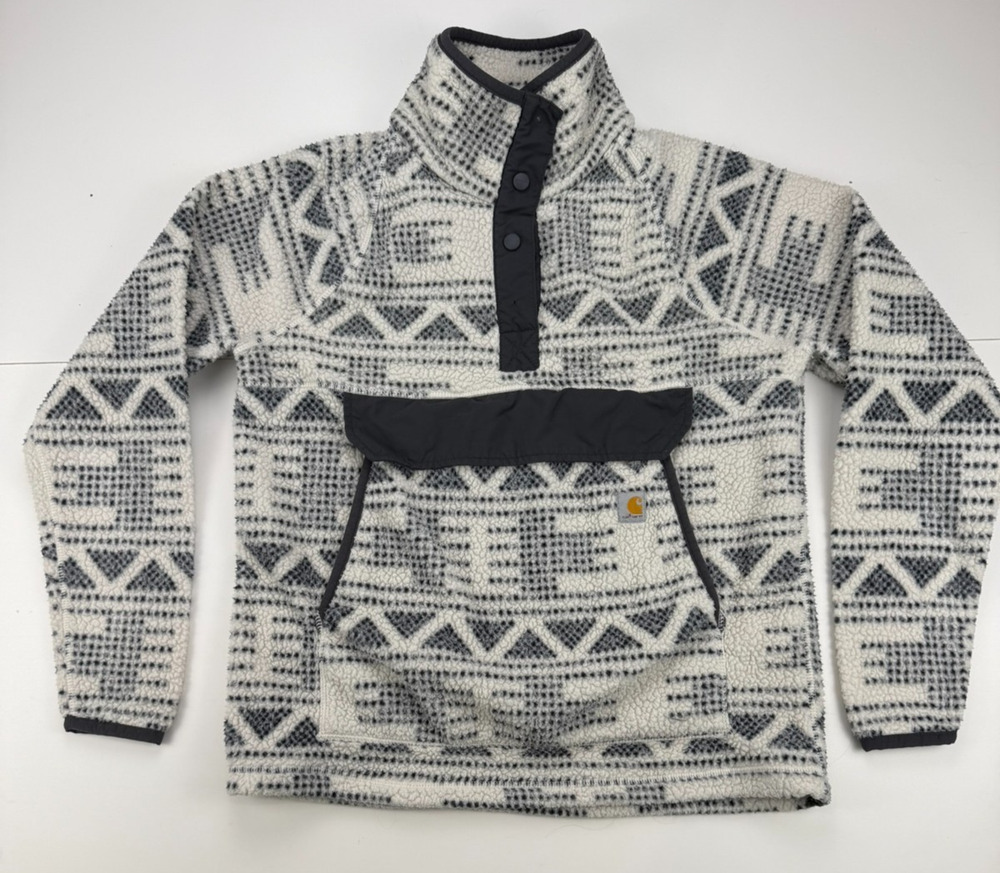 Carhartt Womens M Fleece Pullover Malt Geometric 1/4 Snap 104922 Aztec
